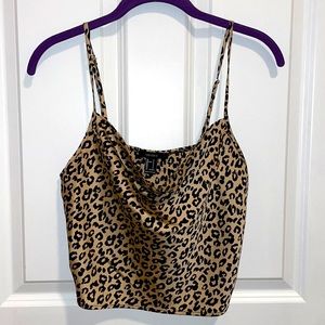 Cheetah Print Satin Tank Top